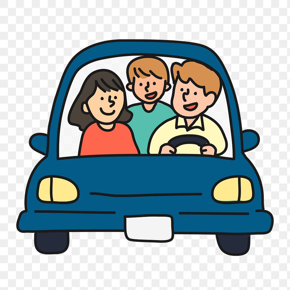 Family car png sticker, traveling transparent background