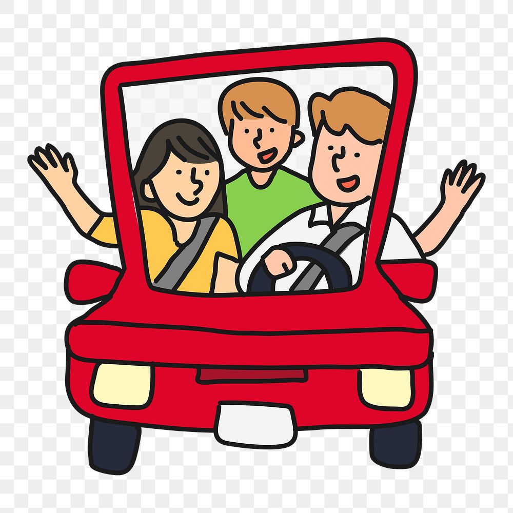 Family car png sticker, road trip  transparent background
