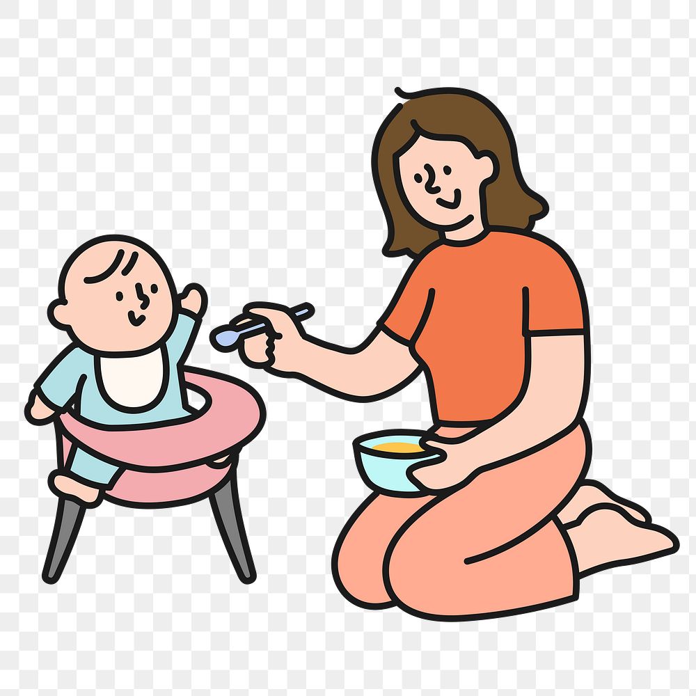 Feeding baby png sticker, mother & child transparent background