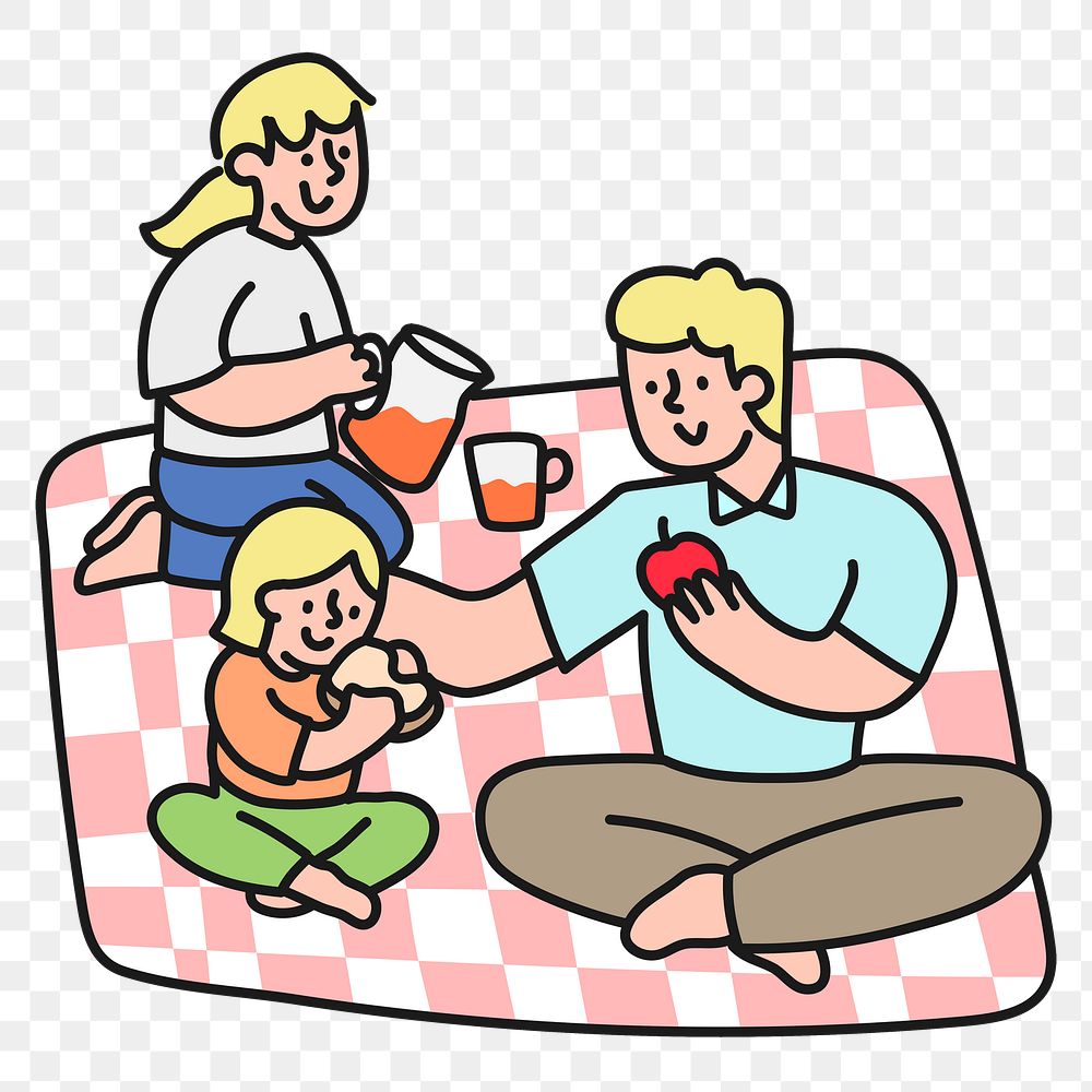 Picnic png sticker, family transparent background