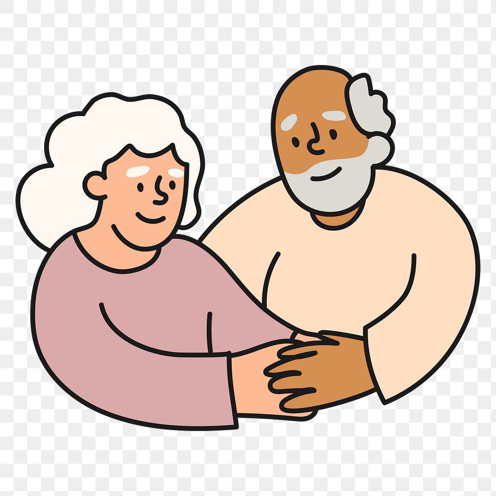 Grandparents hugging png sticker, eternal love transparent background