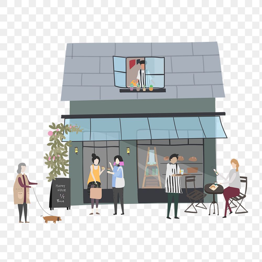 Bakery shop png clipart, cafe, cartoon illustration