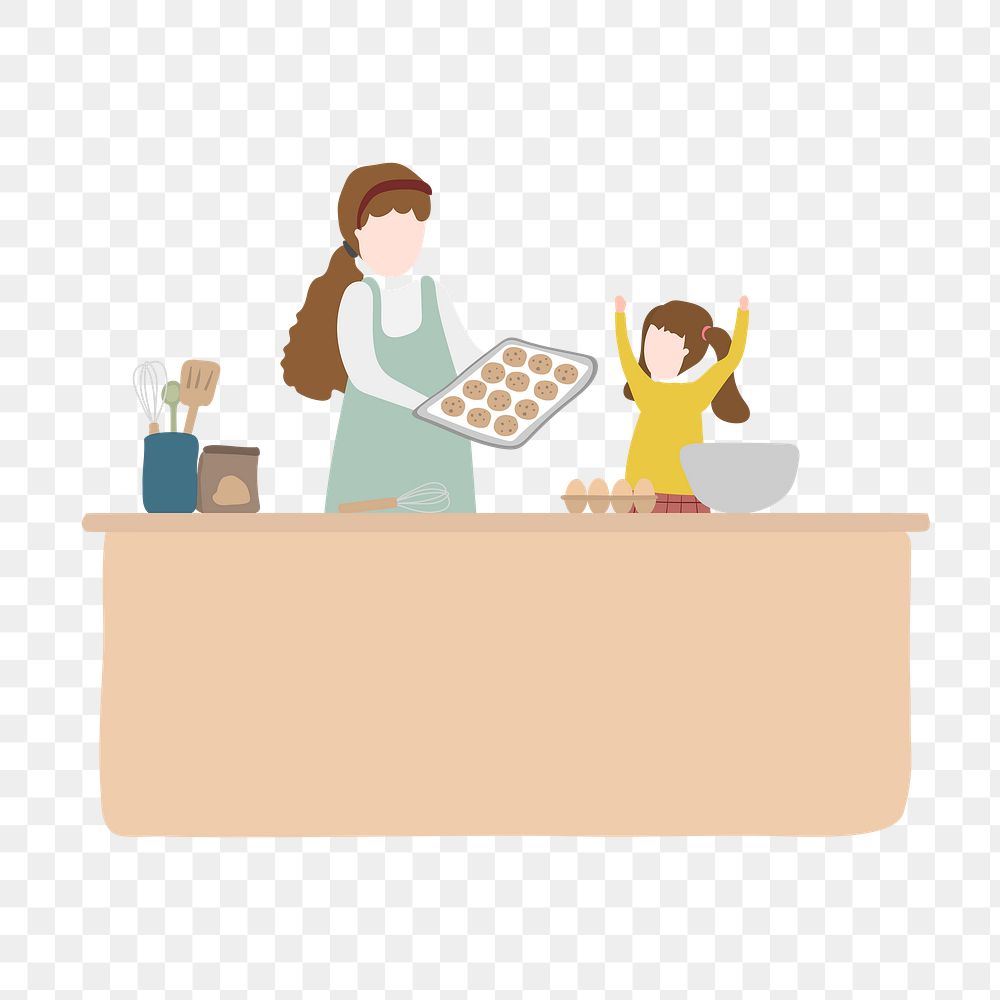 Mother png baking cookies clipart, hobby illustration