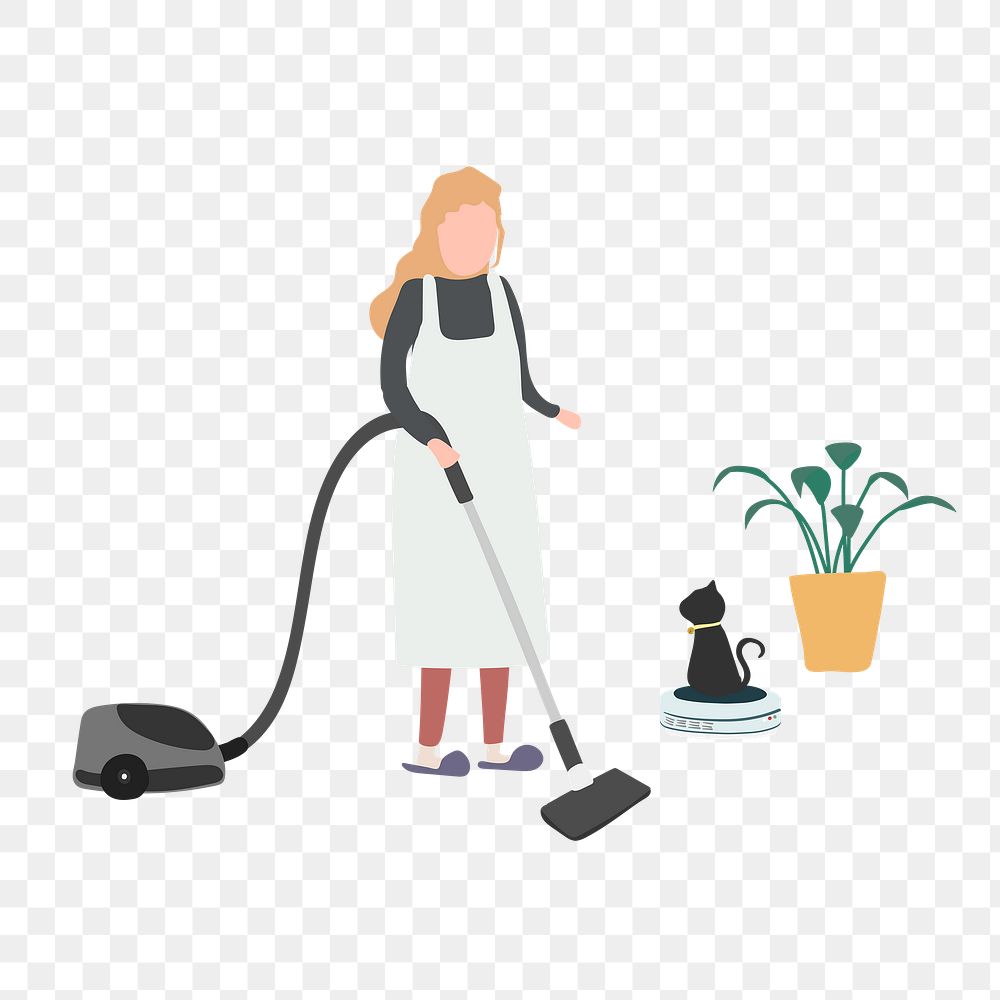 Woman cleaning png clipart, house chore, housewife illustration