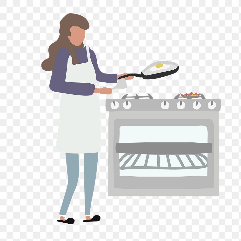 Woman cooking png clipart, house chore, housewife illustration