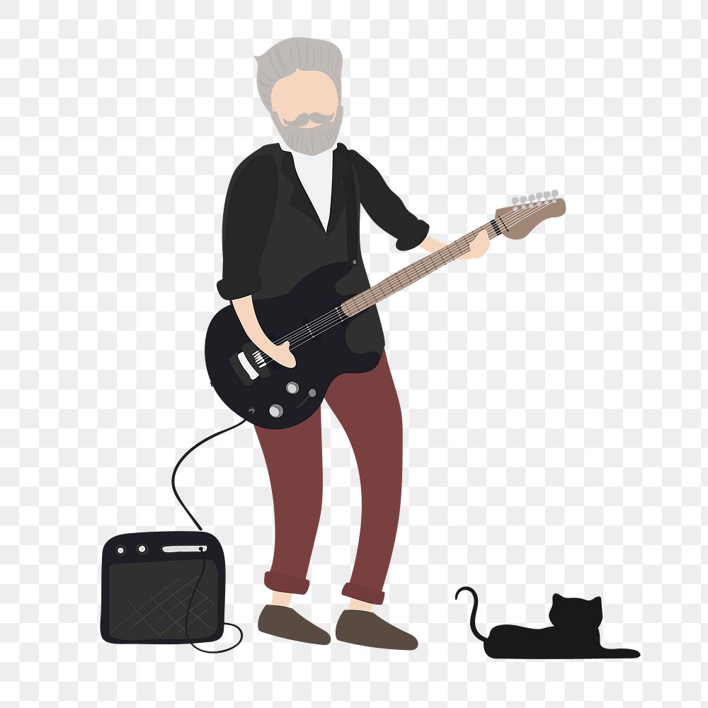 Guitarist png clipart, musician job illustration