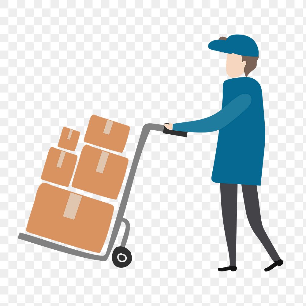 Parcel png delivery man clipart, job, character illustration