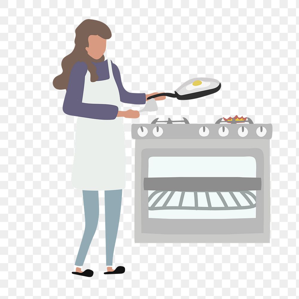 Mother png cooking breakfast clipart, house chore, character illustration