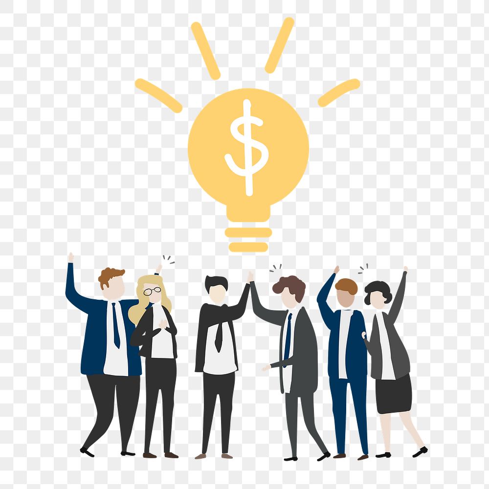 Creative business idea png clipart, light bulb with people 
