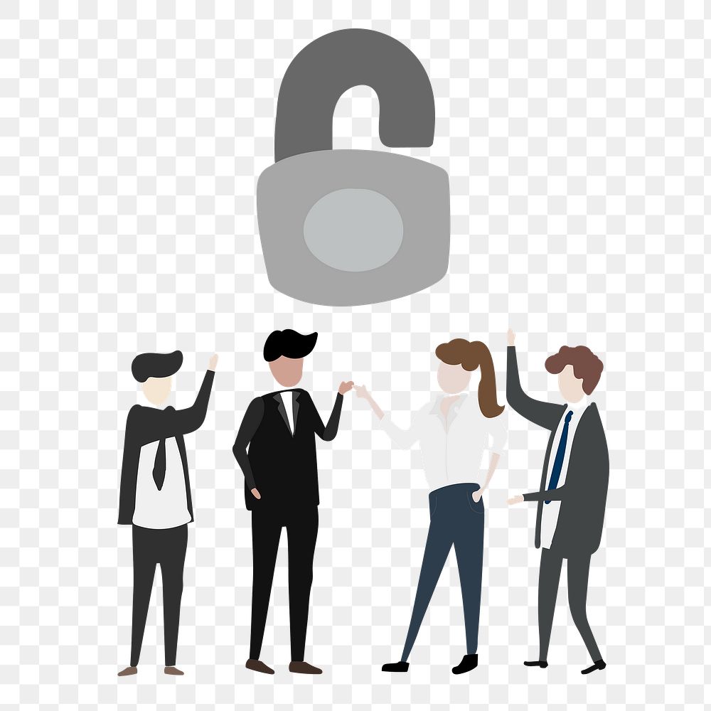 Security business png clipart, lock cartoon illustration