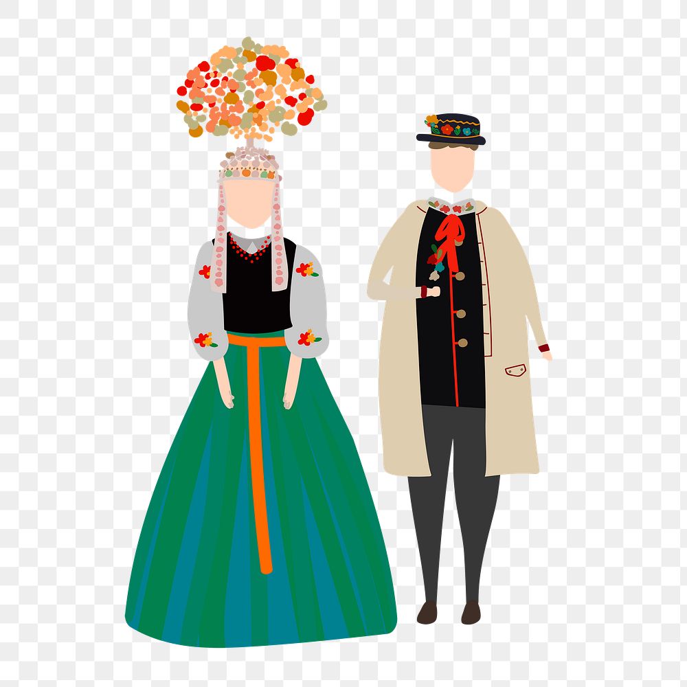 Polish png traditional wedding costume clipart, bride and groom illustration