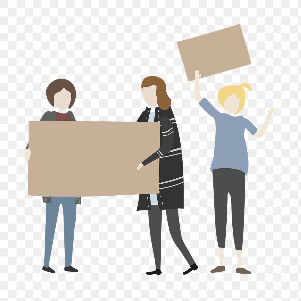 People png holding sign clipart, cartoon illustration