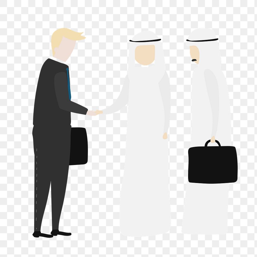 Business handshake png clipart, international deal illustration