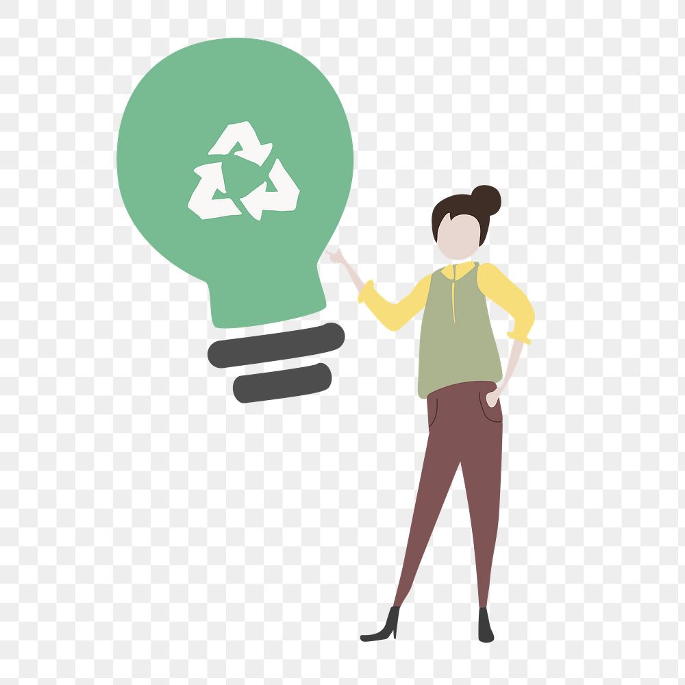 Recyclable light bulb png clipart, renewable energy concept