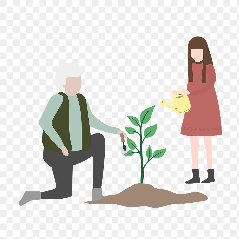 Man planting tree png clipart, save the planet campaign 