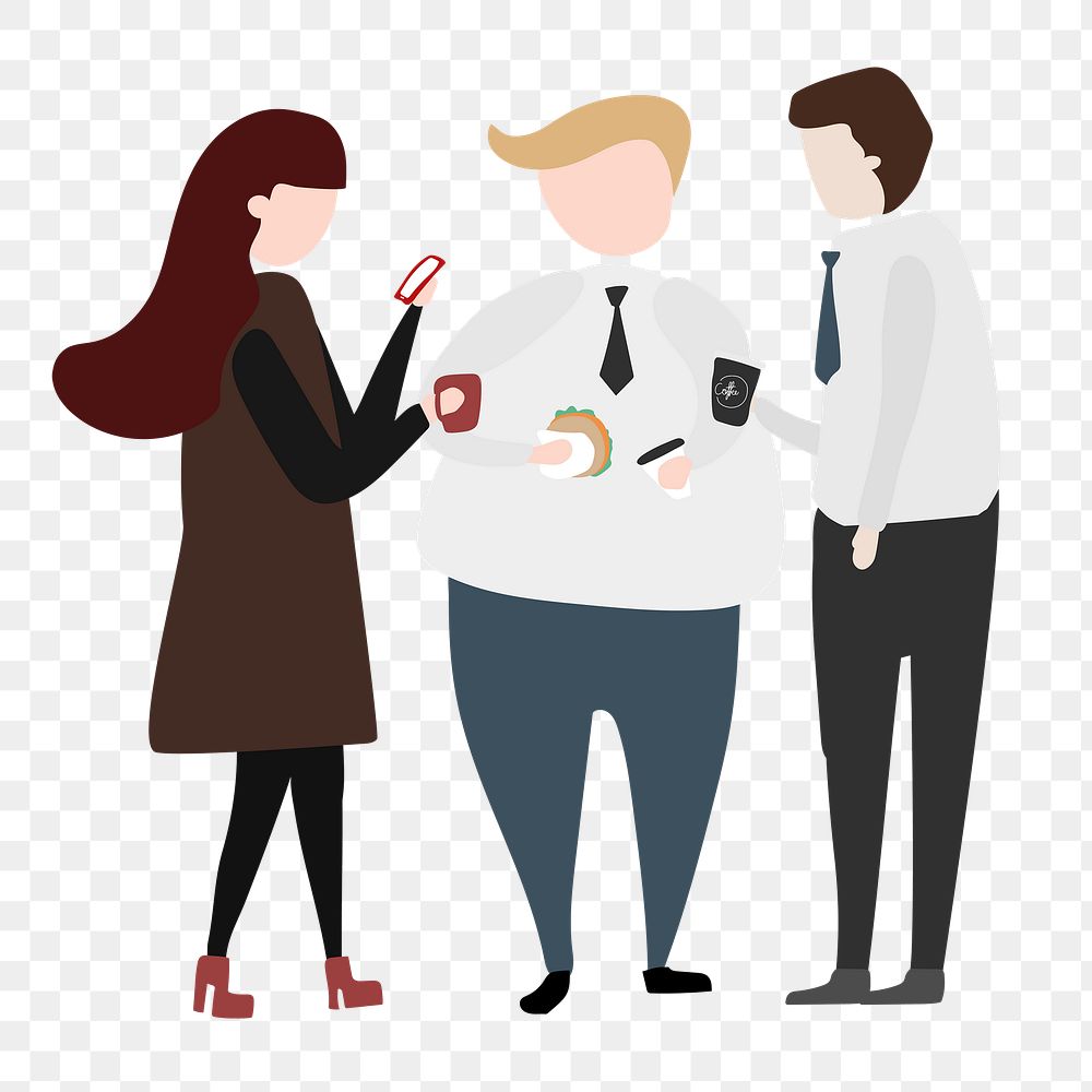 Business people socializing png clipart, cartoon illustration on transparent background
