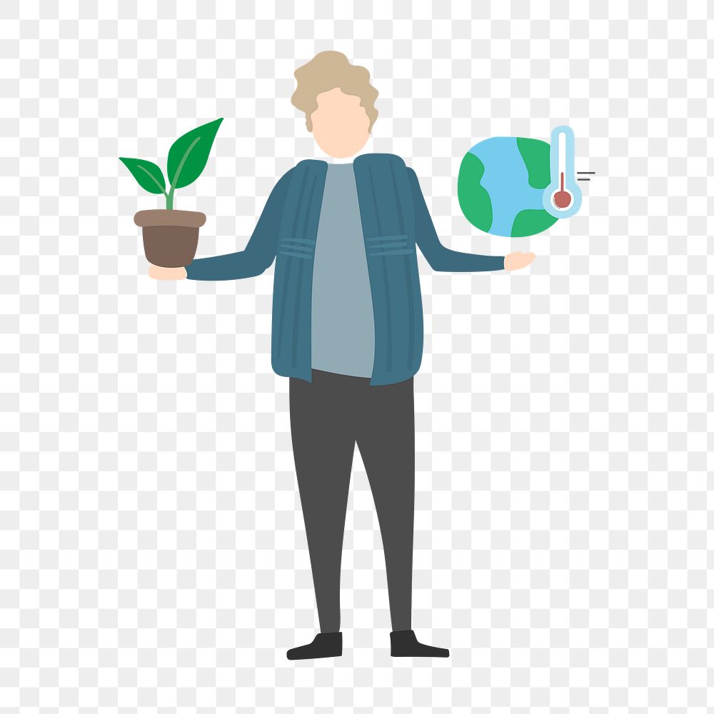 Man planting tree png clipart, save the planet campaign 