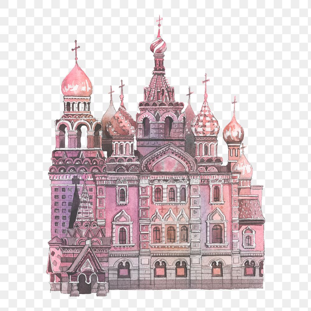 St. Basil's Cathedral png watercolor illustration, tourist attraction, transparent background