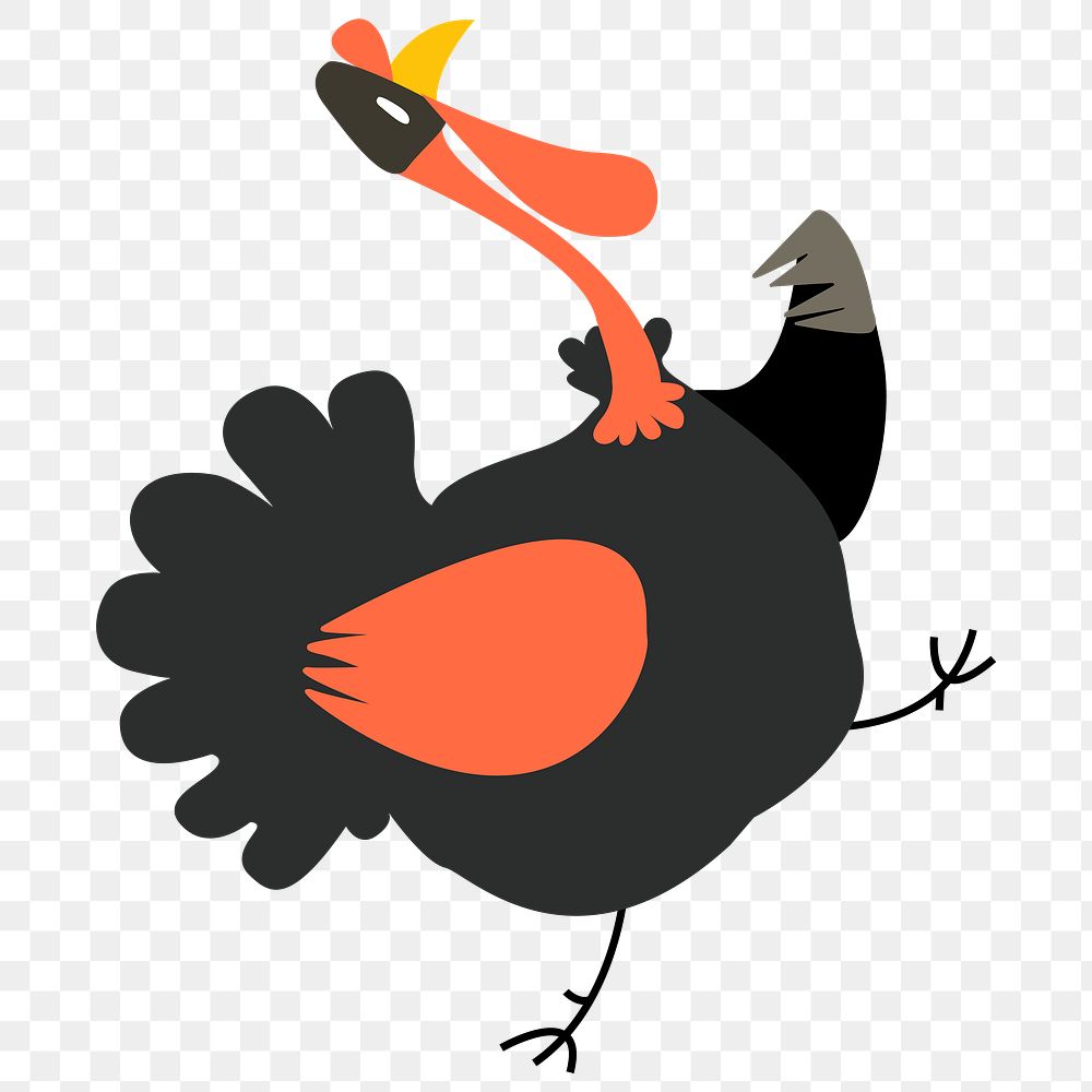 Png happy turkey digital sticker transparent illustration design element