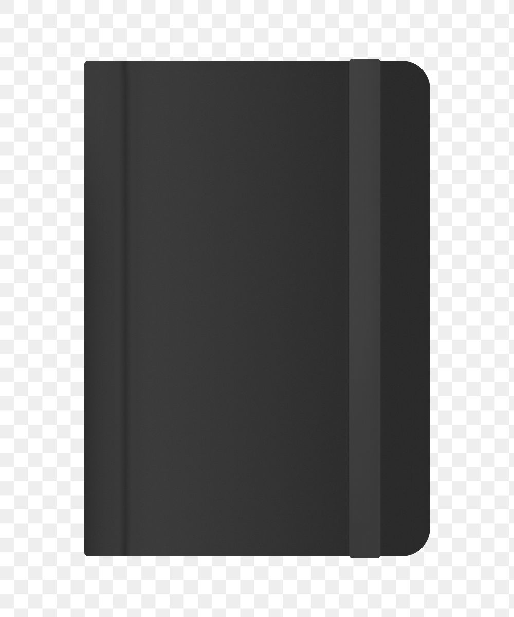 Black Journal cover mockup transparent png