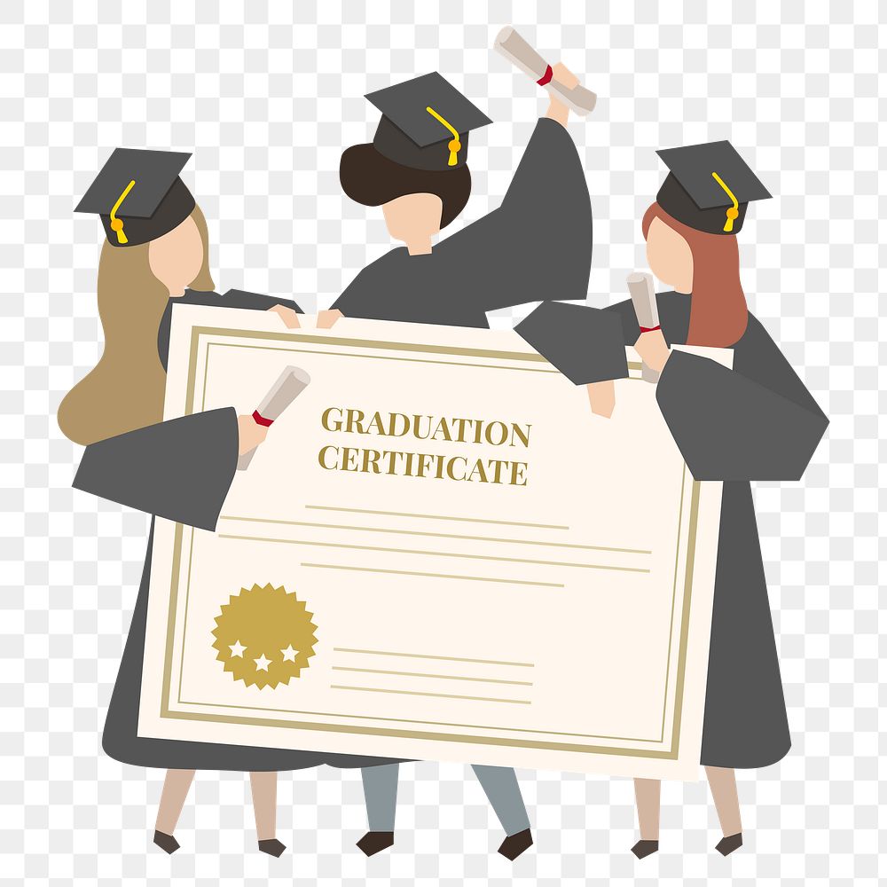 Students graduation illustration png, cartoon characters on transparent background