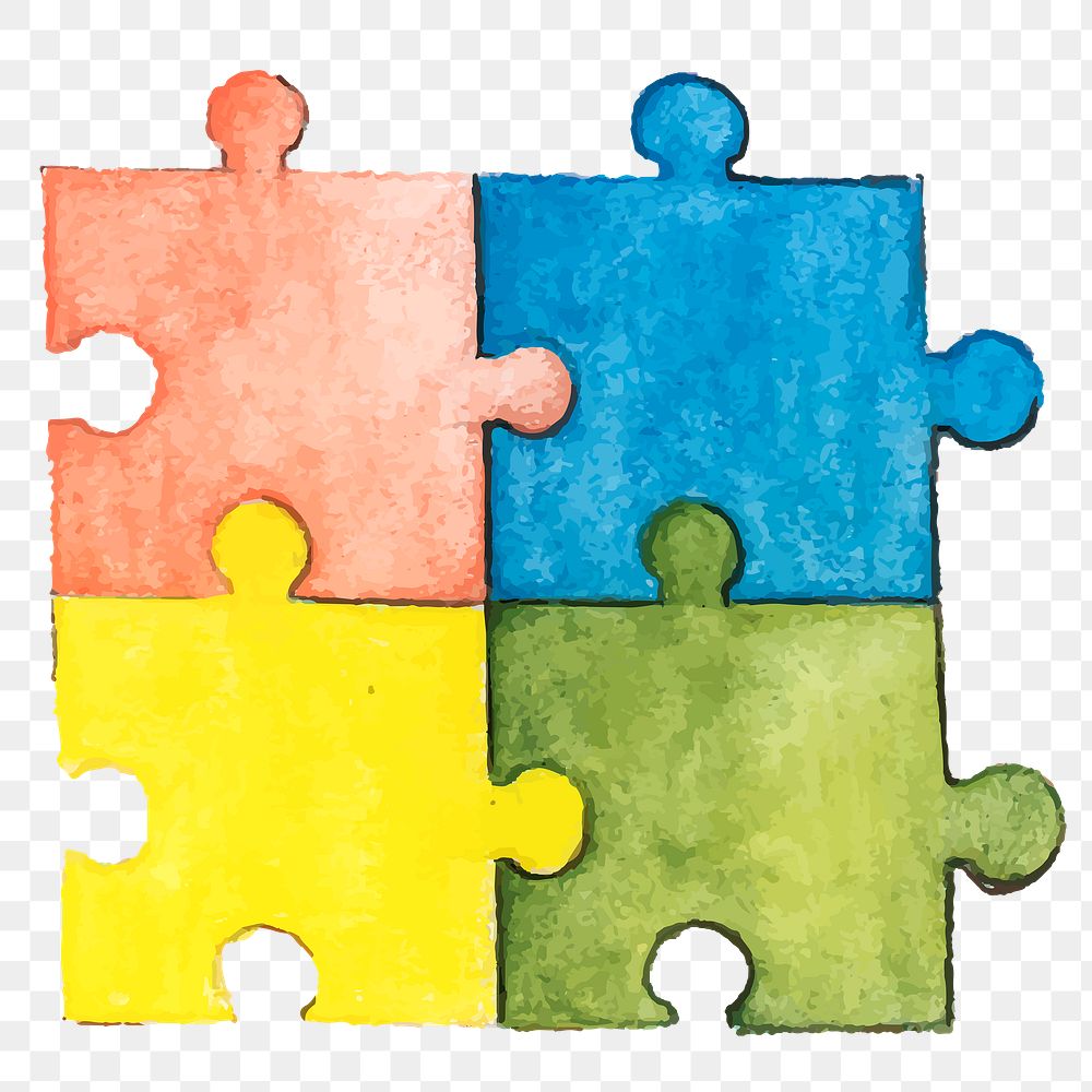 Hand drawn colorful puzzles design element