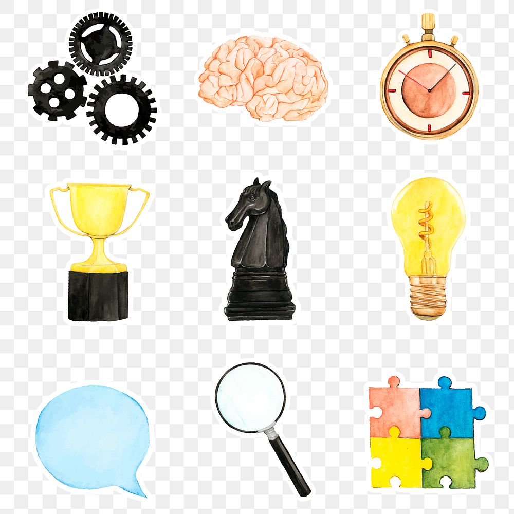 Hand drawn strategy sticker set | Premium PNG - rawpixel