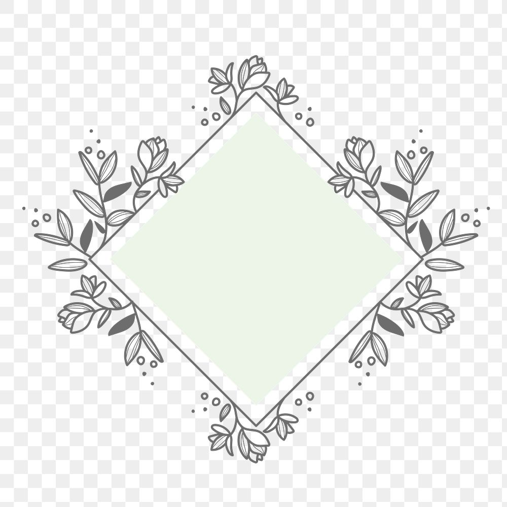 Flower logo frame png clipart, pastel botanical graphic element in transparent background