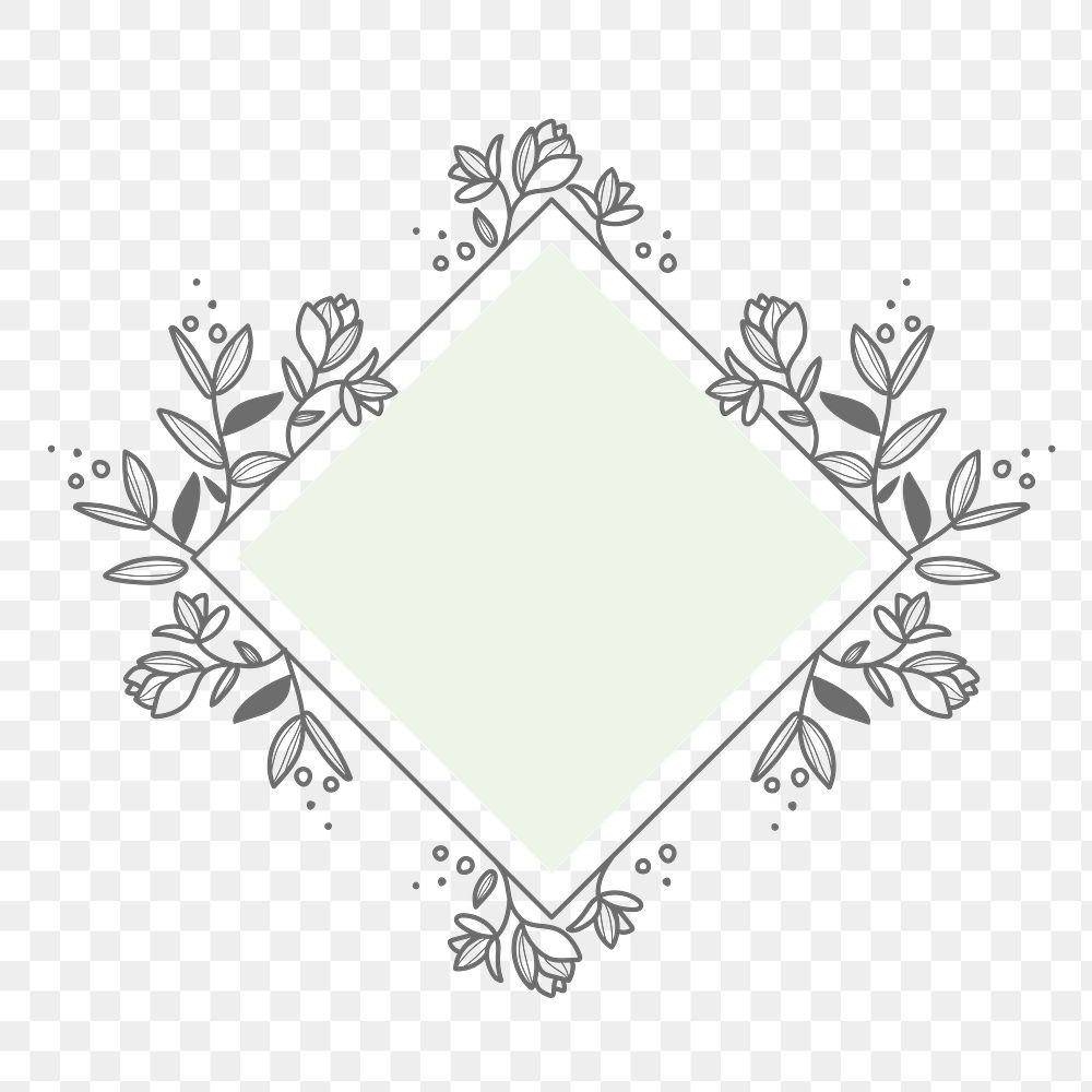 Flower logo frame png clipart, pastel botanical graphic element in transparent background