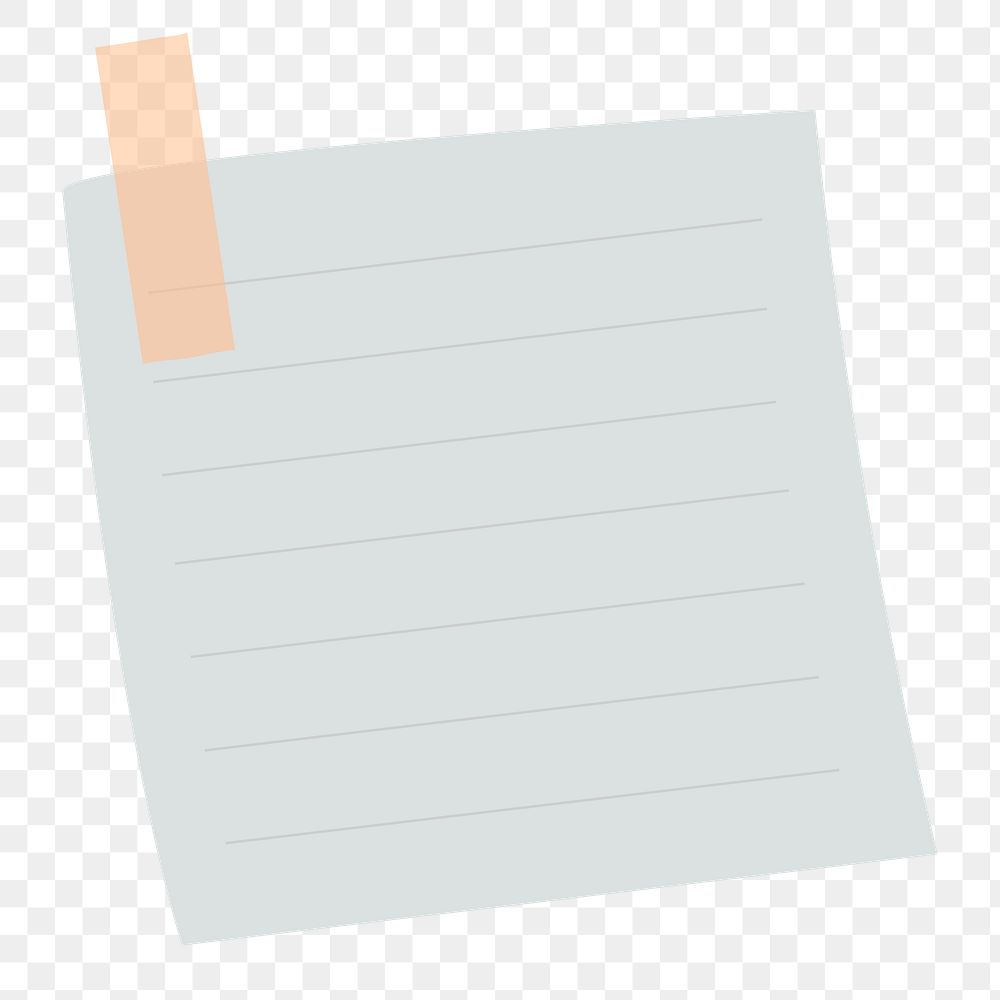 Blank lined notepaper set with sticky tape on transparent