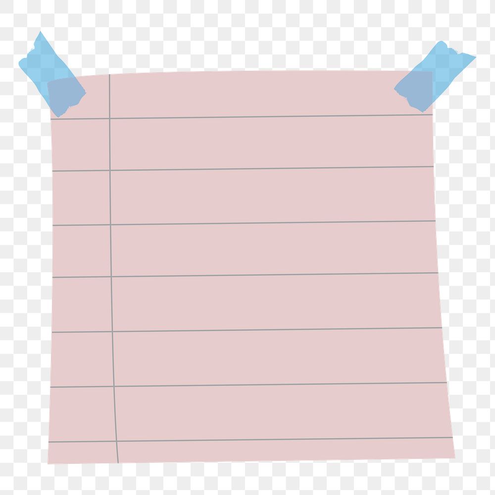 Blank lined notepaper set with sticky tape on transparent