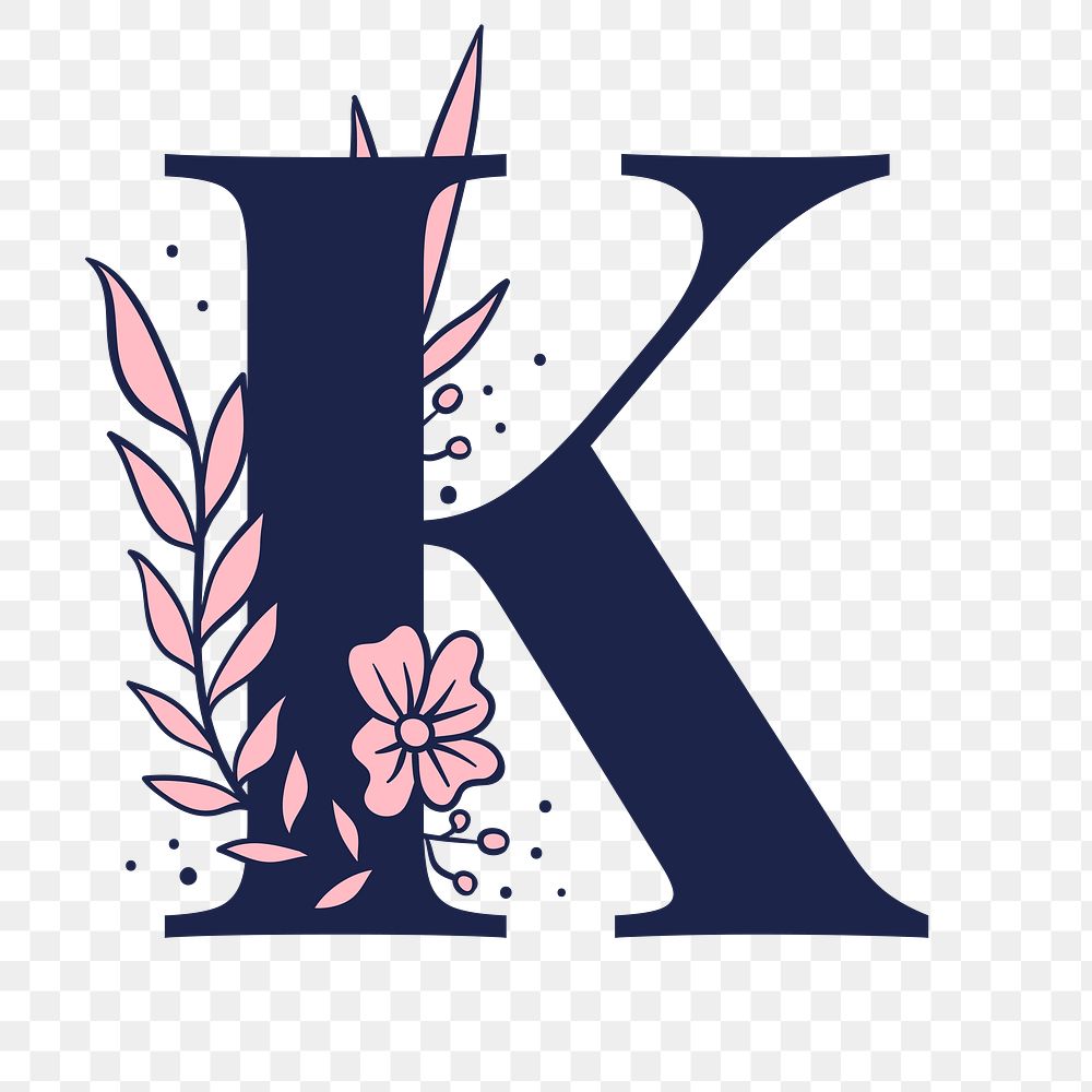 Letter K script png floral Premium PNG Sticker rawpixel