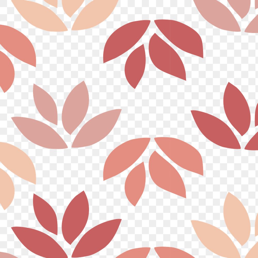Pink seamless leaf patterned transparent png