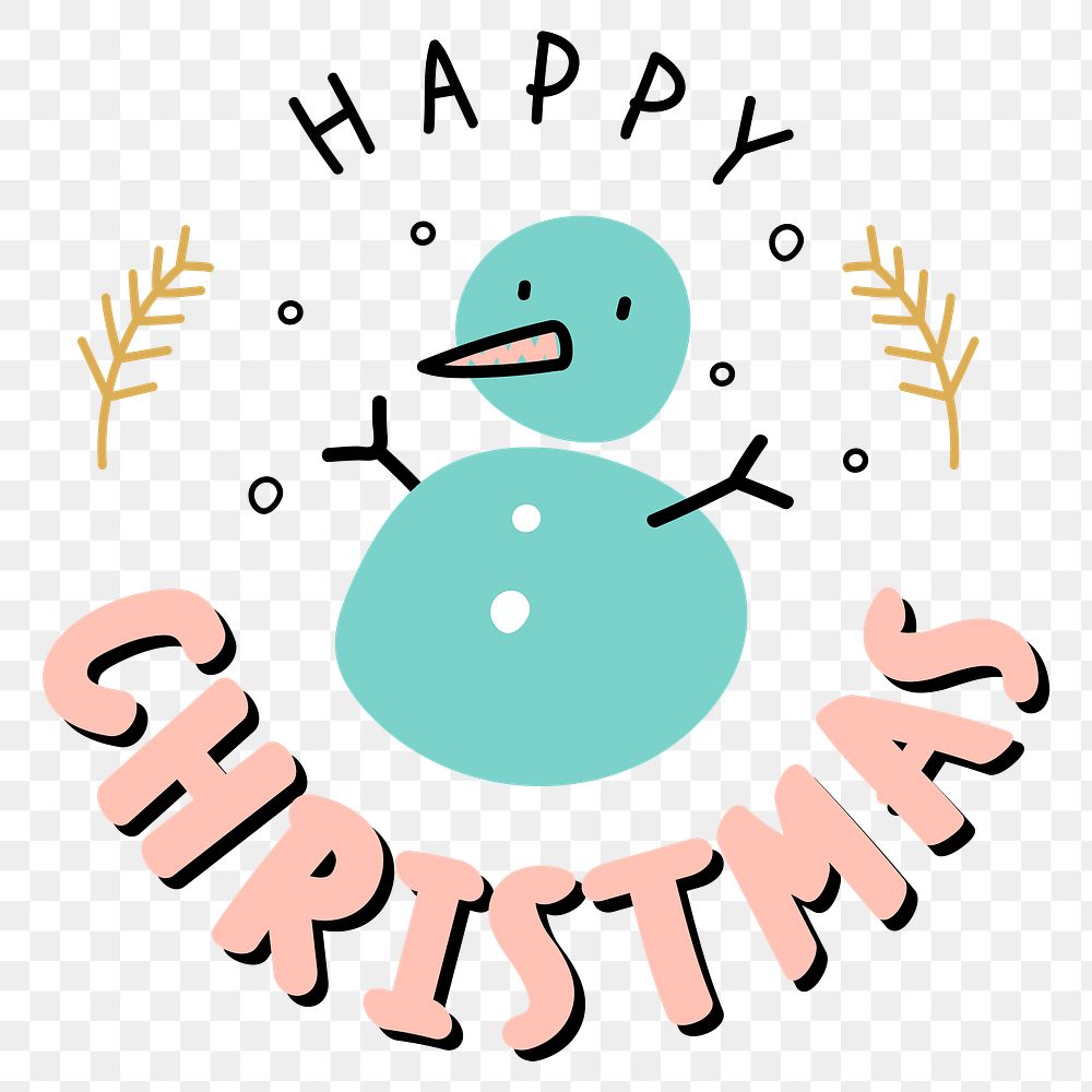 Happy Christmas png snowman festive greeting sticker