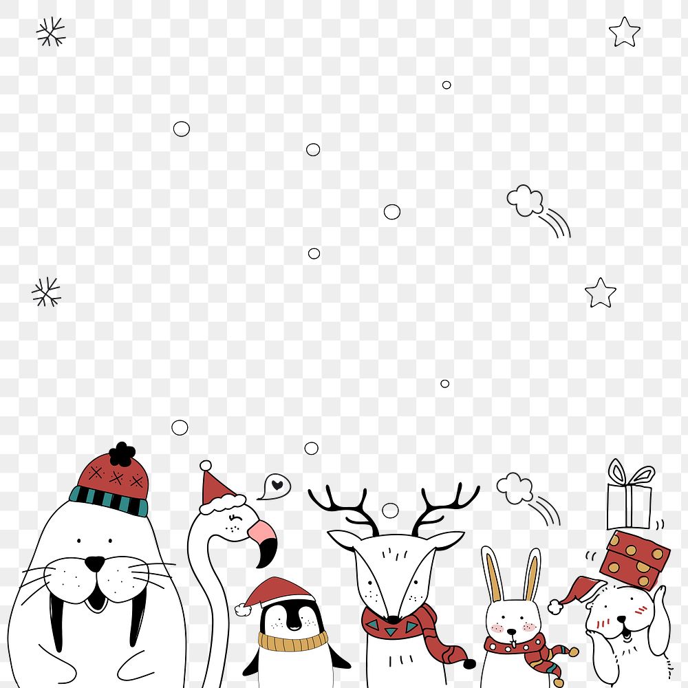 Cute sea lion png cartoon animal Christmas illustration