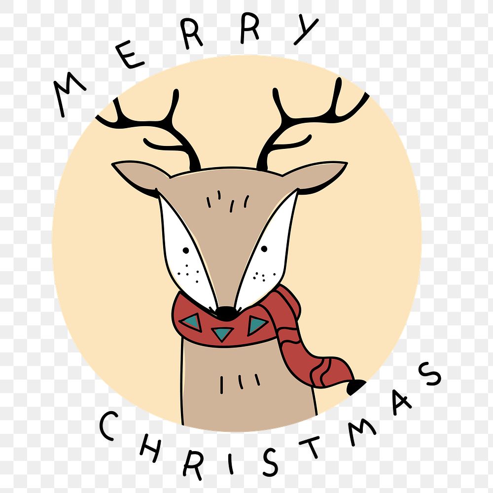 Merry Christmas png reindeer social media sticker