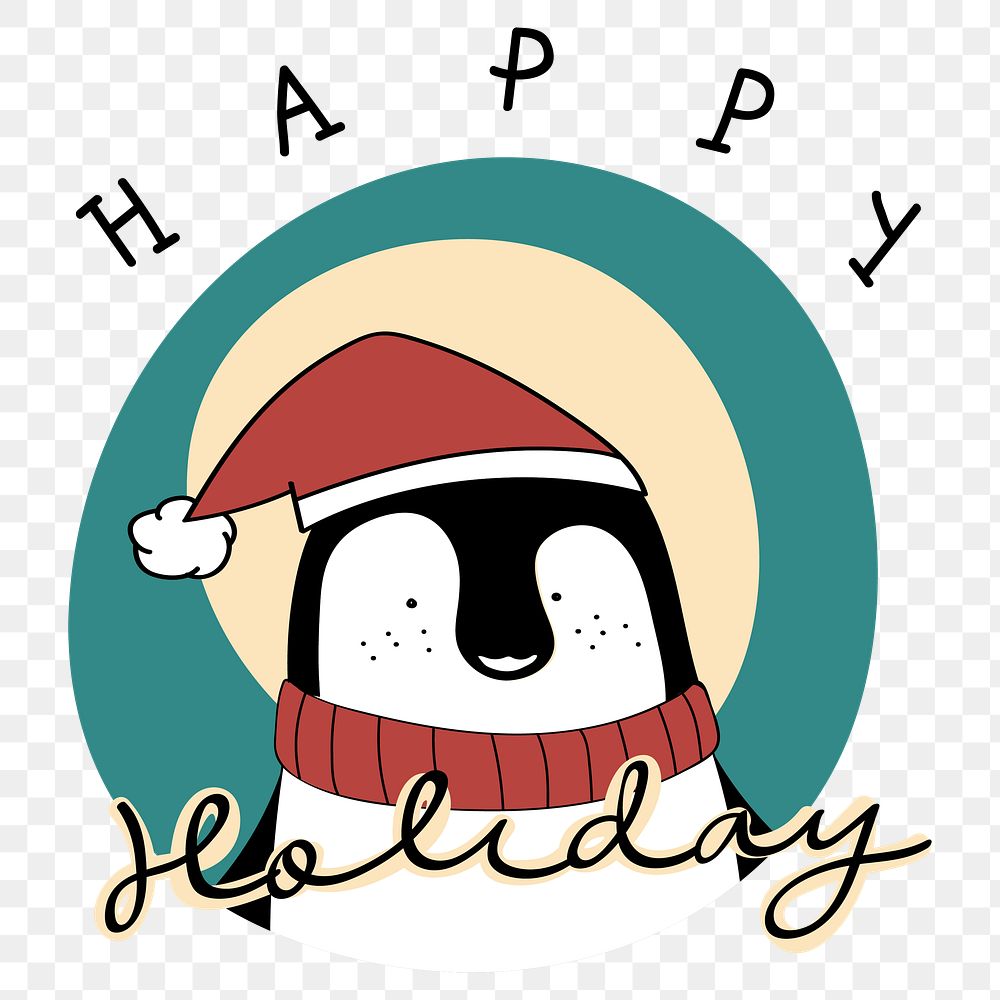Penguin happy holiday png Xmas wish cute sticker