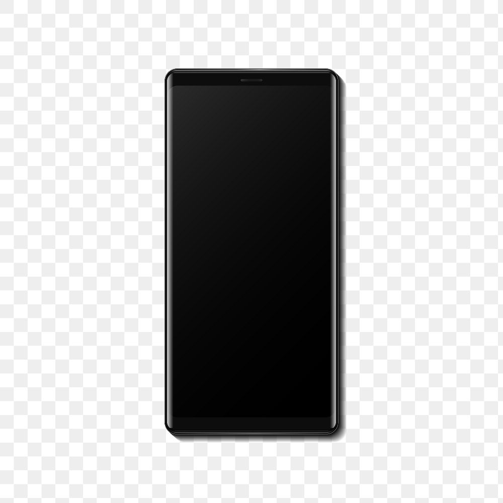 Black cellphone screen mockup transparent png