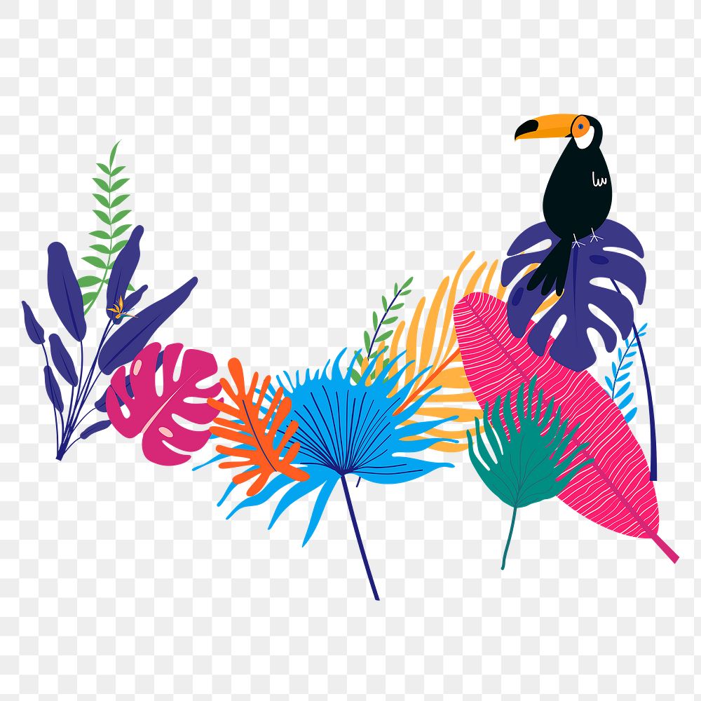 Botanical and toucan png clip art sticker,