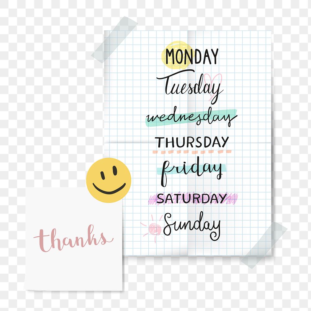 Cute png daily notices on transparent background