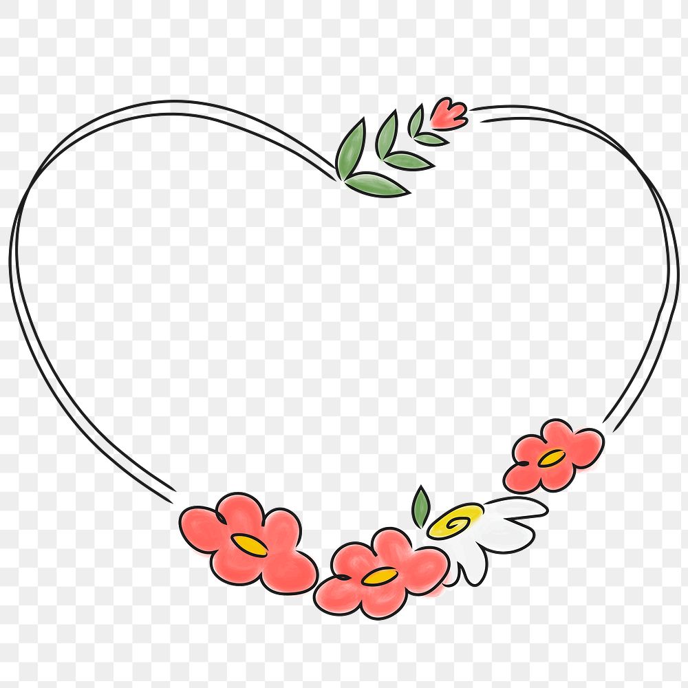 Heart shaped floral wreath transparent png