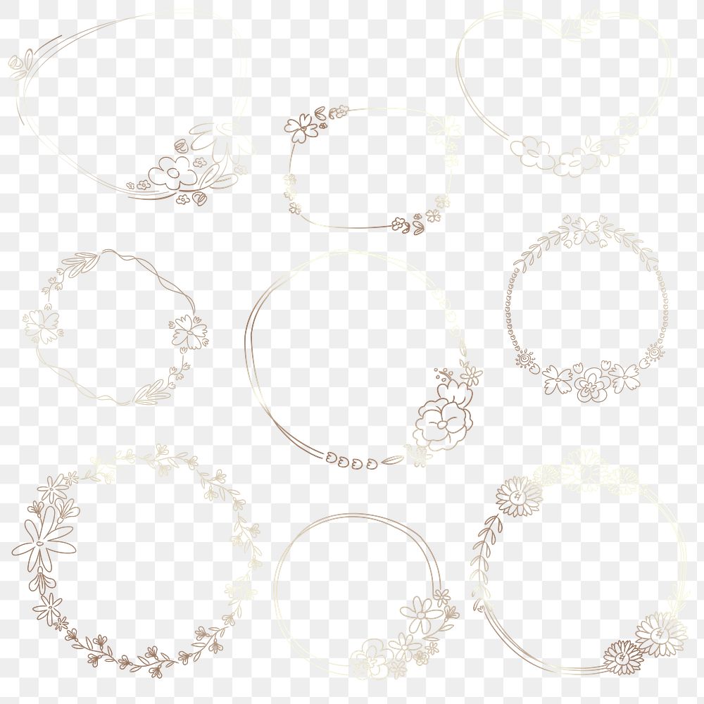Cute doodle floral wreath transparent png collection