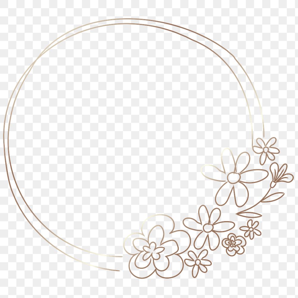 Cute doodle floral wreath transparent png