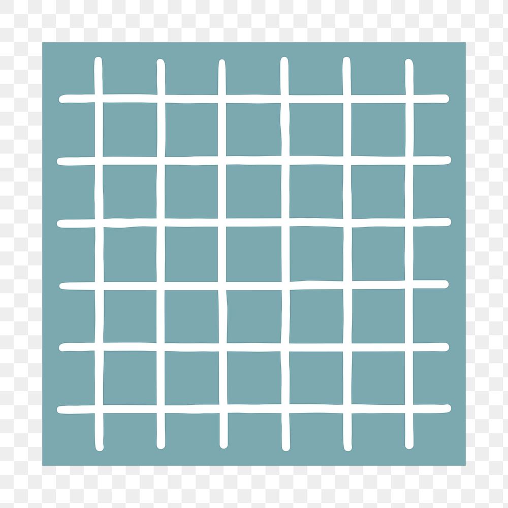 PNG grid teal notepaper, stationery collage element, transparent background