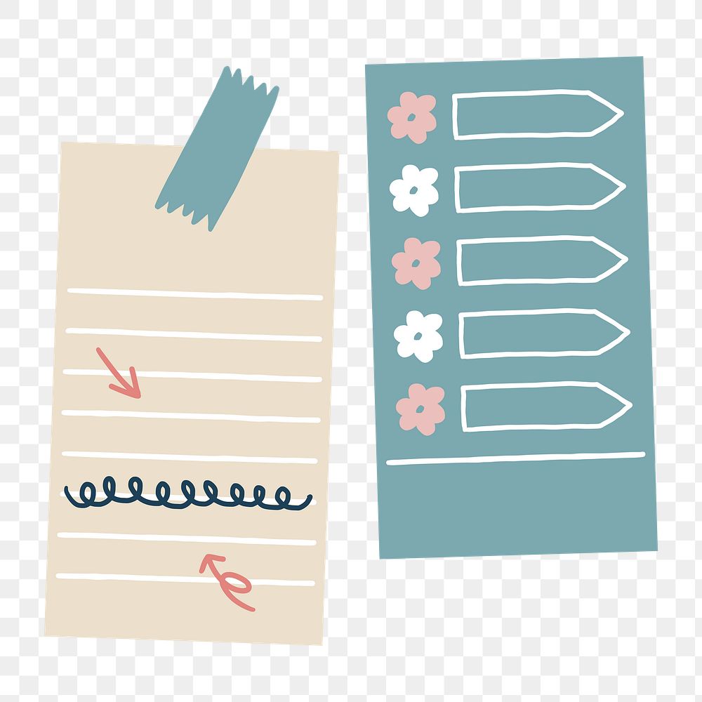 Notepapers png, cute stationery collage element, transparent background
