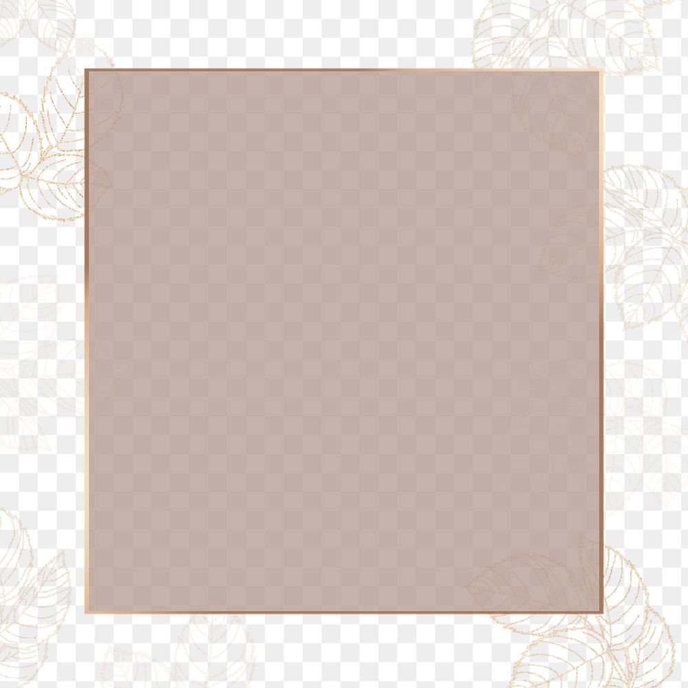 Leafy golden square frame design element