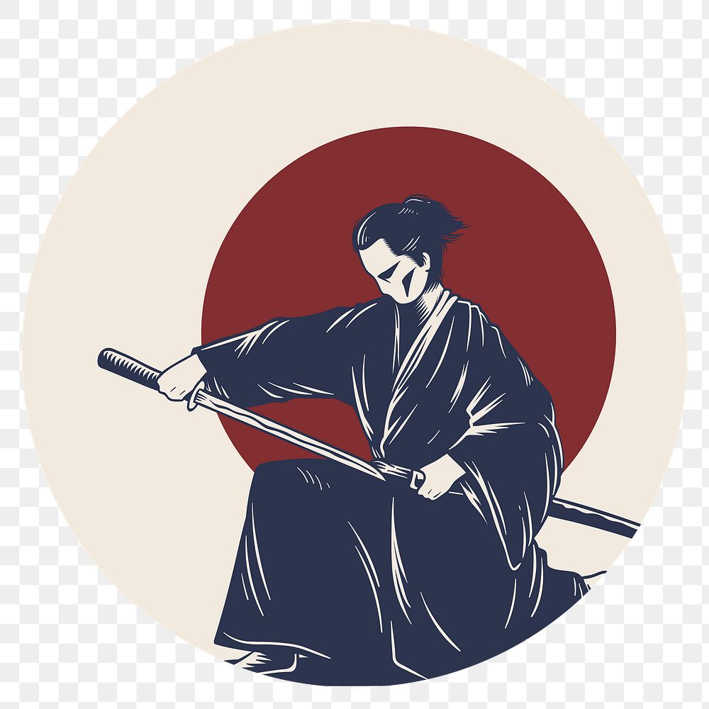 Japanese samurai sticker design element