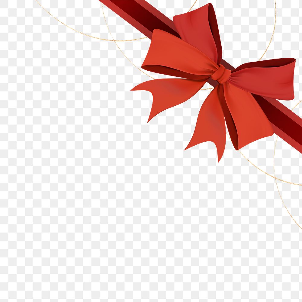 Red ribbon bow element transparent png