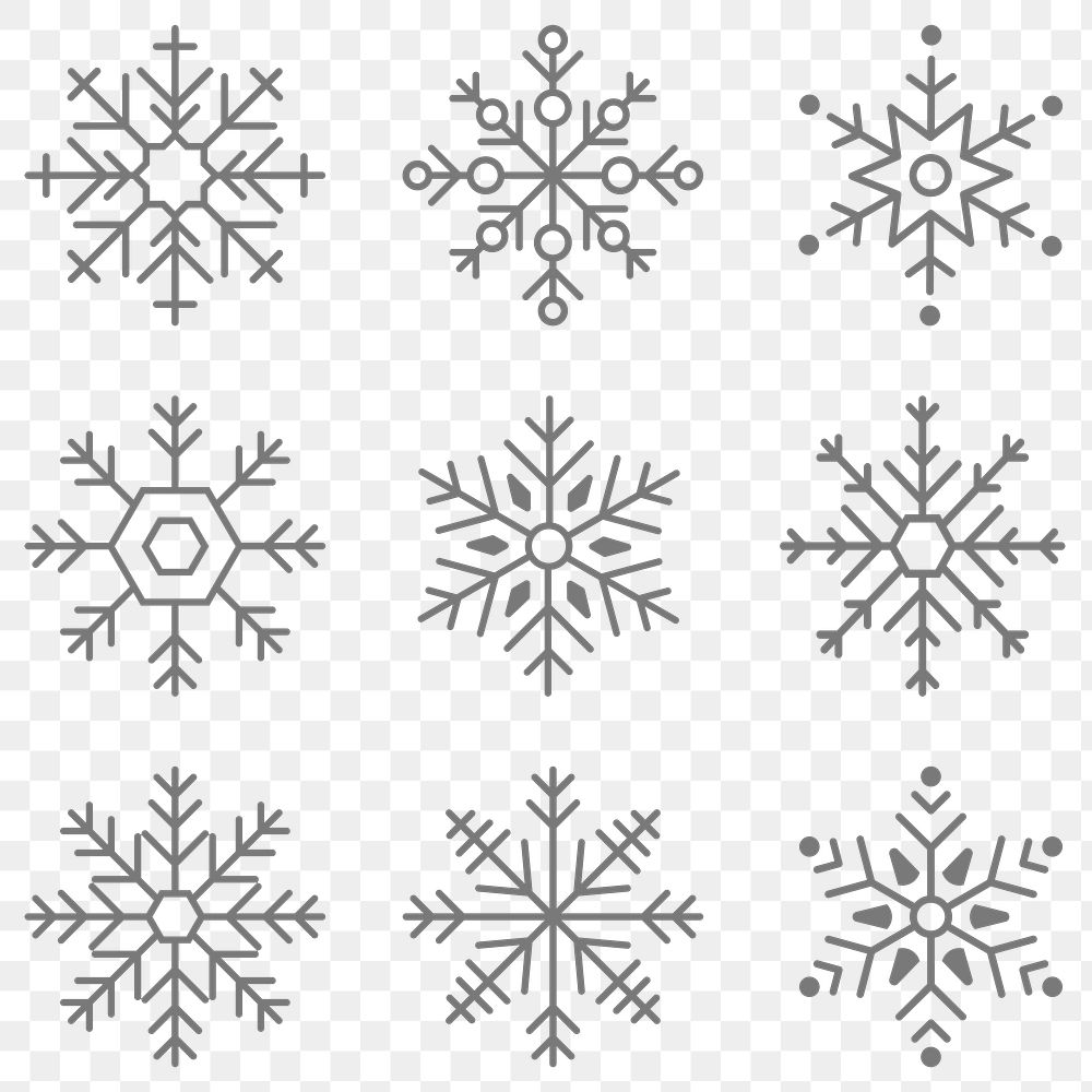 Gray snowflakes social ads template set vector