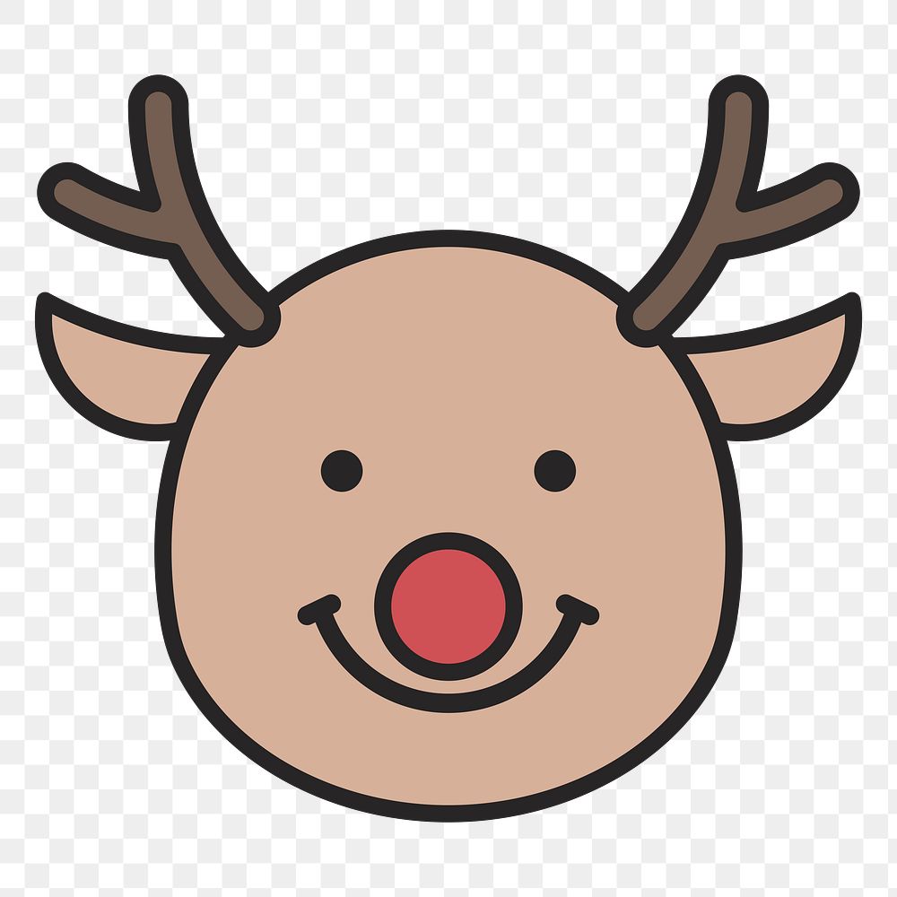 Rudolph reindeer slightly smiling emoticon on transparent background vector